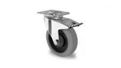 Swivel castor with double stop - thermoplastic wheel - wheel Ø 125 mm - construction height 155 mm - load capacity 160 kg