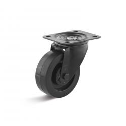Kääntöpyörä - elastinen kiinteä kumipyörä - pyörä Ø 100 mm - korkeus 125 mm - kantavuus 200 kg - musta