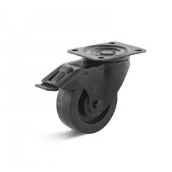 Swivel castor with double stop - elastic solid rubber wheel - wheel Ã˜ 100 mm - construction height 125 mm - load capacity 200 kg