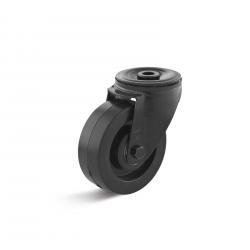 Swivel castor with back hole - elastic solid rubber wheel - wheel Ã˜ 100 mm - construction height 124 mm - load capacity 150 kg