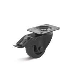 Swivel castor with double stop - elastic solid rubber wheel - wheel Ã˜ 80 mm - construction height 100 mm - load capacity 150 kg