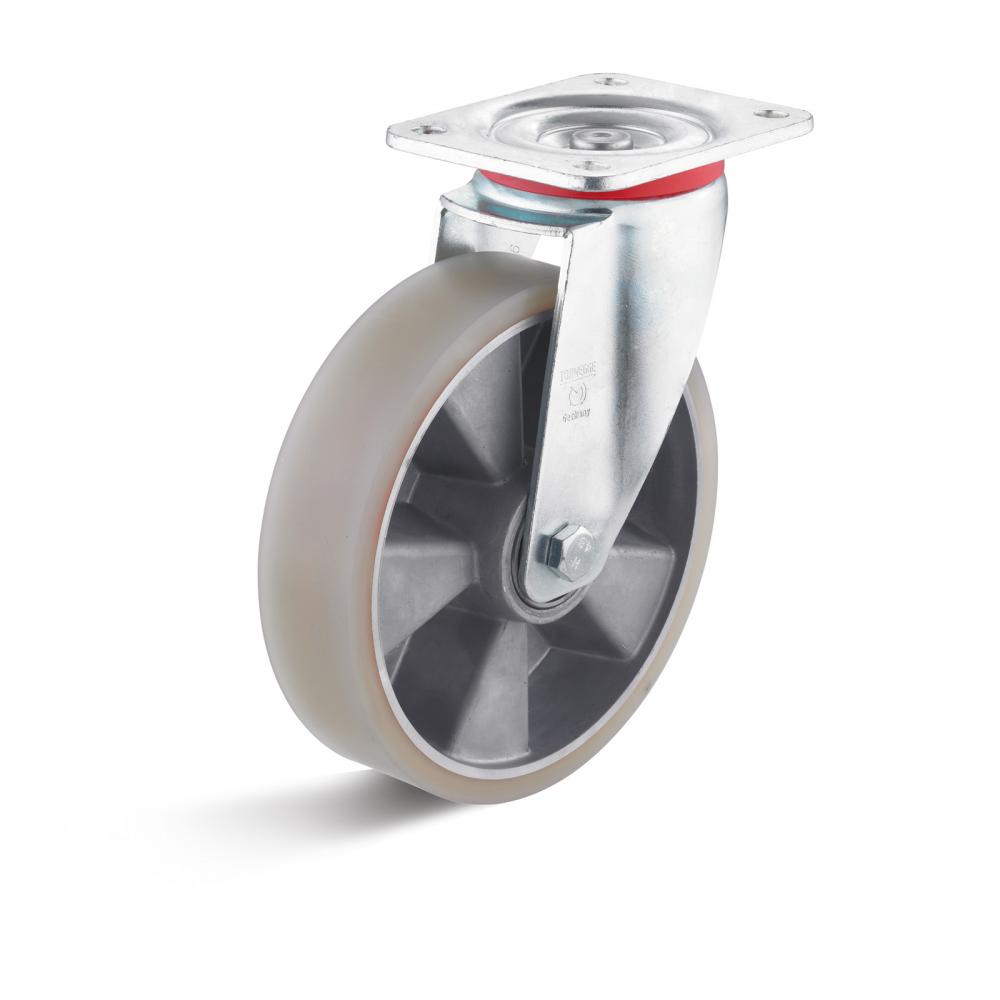 Swivel castor - polyurethane wheel - antistatic - wheel Ã˜ 80 to 200 mm - height 108 to 245 mm - load capacity 180 to 500 kg