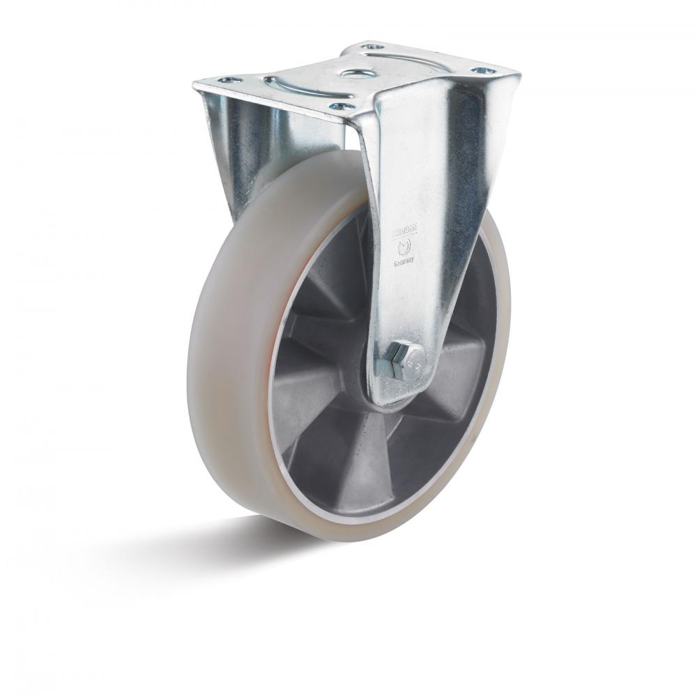 Fast hjul - polyuretanhjul - antistatisk - hjul ˜ 80 til 200 mm - høyde 108 til 245 mm - lastekapasitet 180 til 500 kg