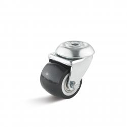 Svingbart hjul med bakhull - polyuretanhjul - hjul ˜ 50 mm - høyde 71 mm - lastekapasitet 100 kg - svart