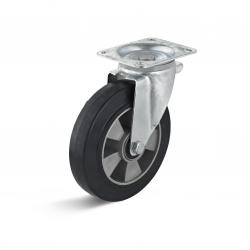 Svänghjul - elastiskt massivt gummihjul - för avfallskärl - hjul Ø 200 mm - konstruktionshöjd 238 mm - lastkapacitet 400 kg