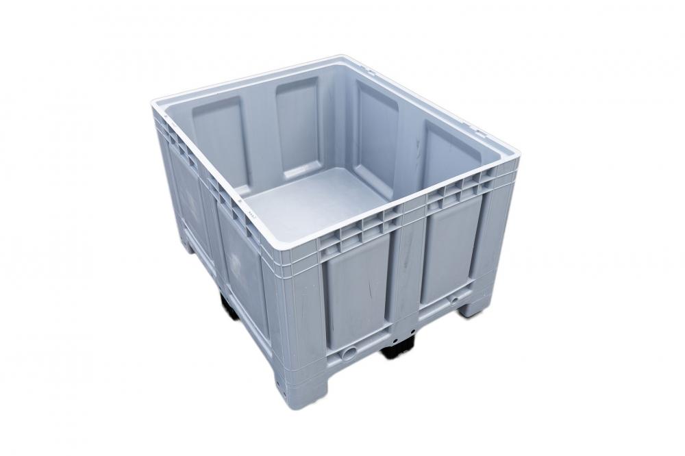 Pallet box - material HDPE plastic - with feet - color gray