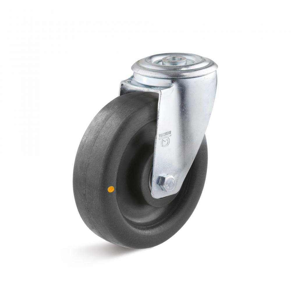 Swivel castor - with bolt hole and polyamide wheel, electrically conductive - wheel Ø 80 to 200 mm - load capacity 150 to 350 kg