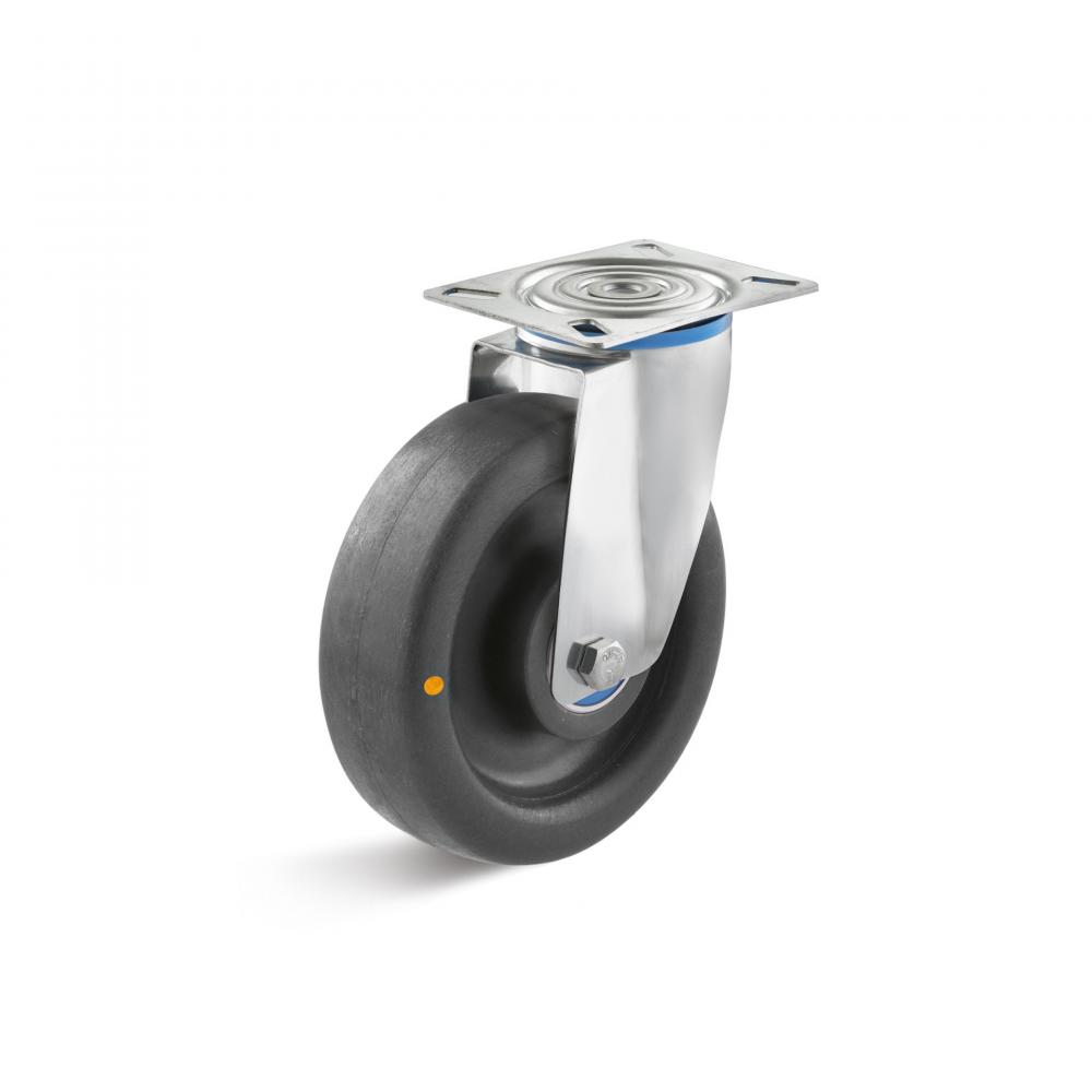 Zestaw kołowy skrętny - stal nierdzewna - z przewodzącym elektrycznie kołem poliamidowym - koło 80 do 200 mm - nośność 150 do 300 kg
