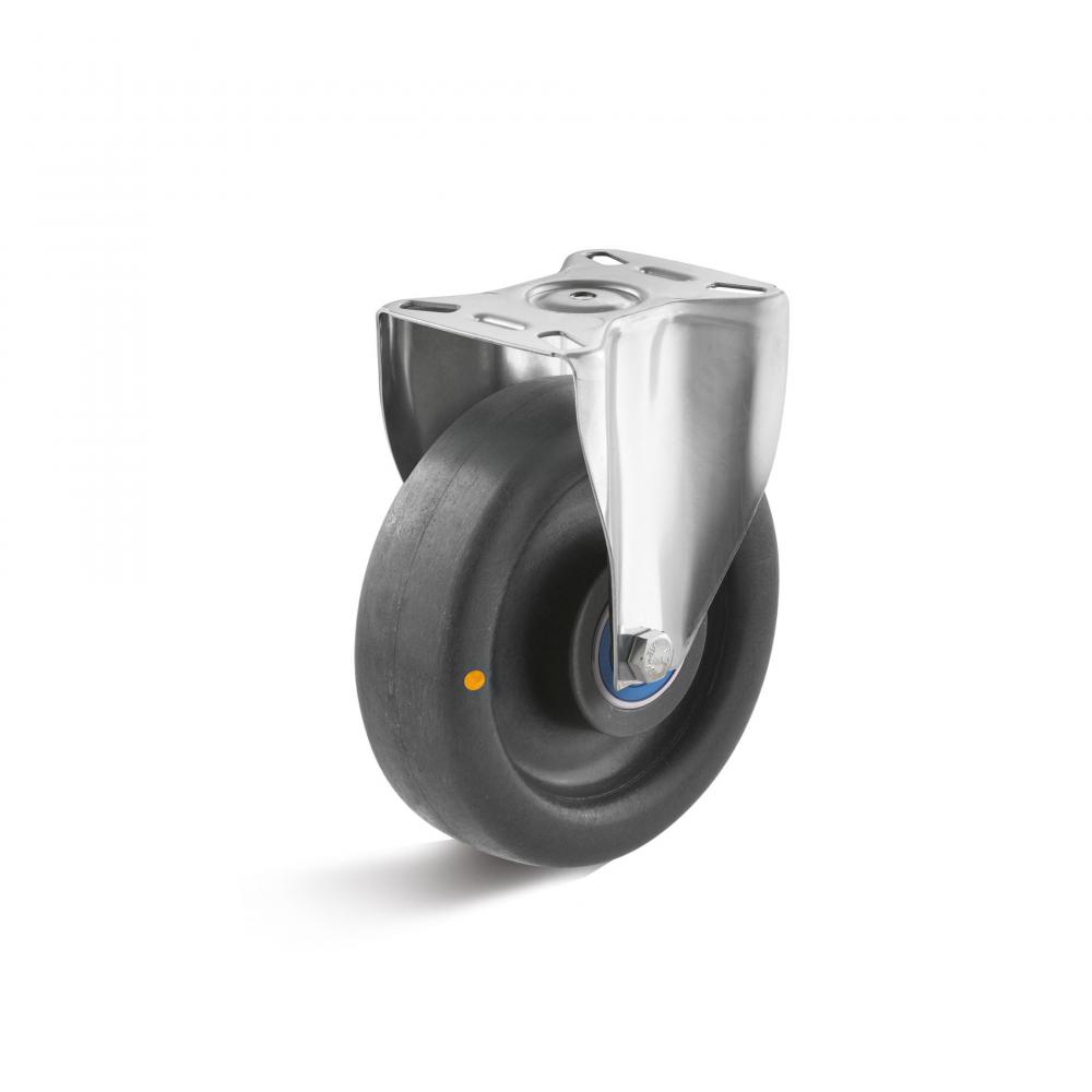 Fixed castor - stainless steel - with electrically conductive polyamide wheel - wheel Ø 80 to 200 mm - load capacity 150 to 350 kg