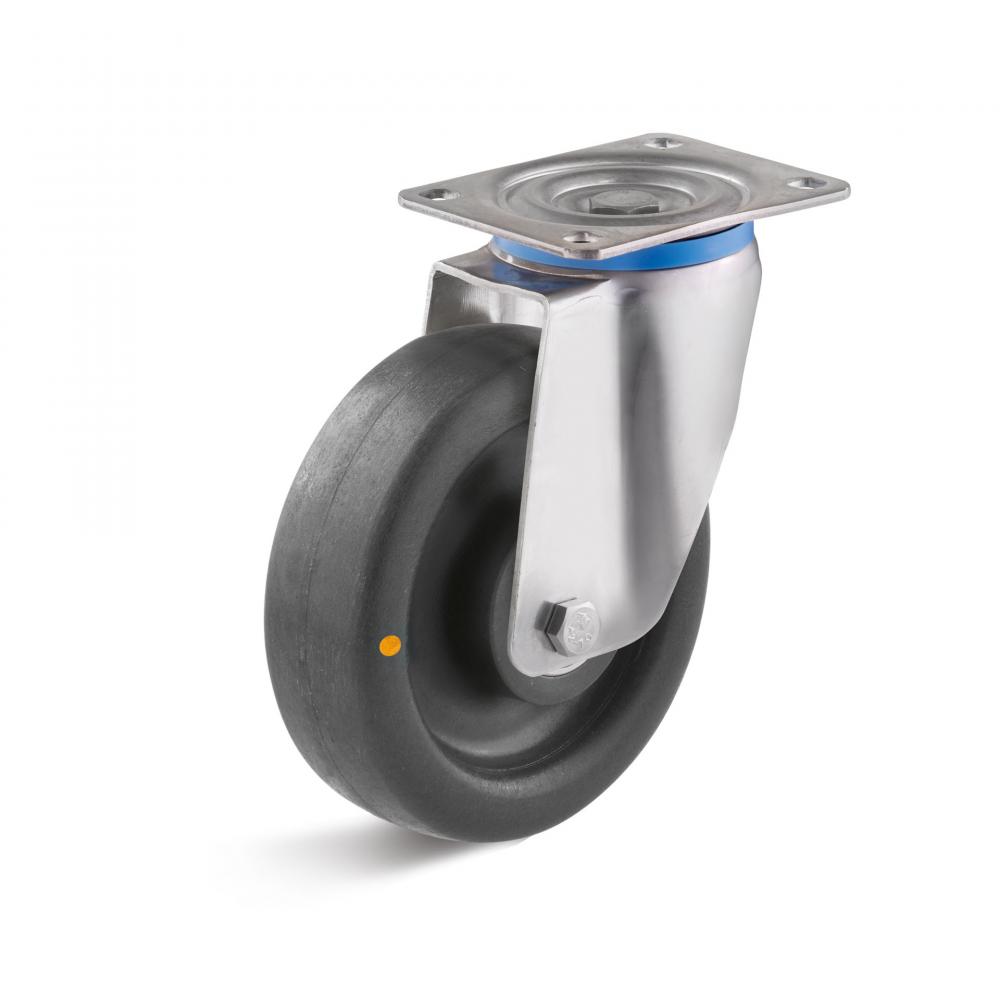 Roulette pivotante pour charges lourdes - inox - avec roue en polyamide - conductrice d'électricité - charge max. 200 à 700 kg - Ø roue 80 à 200 mm