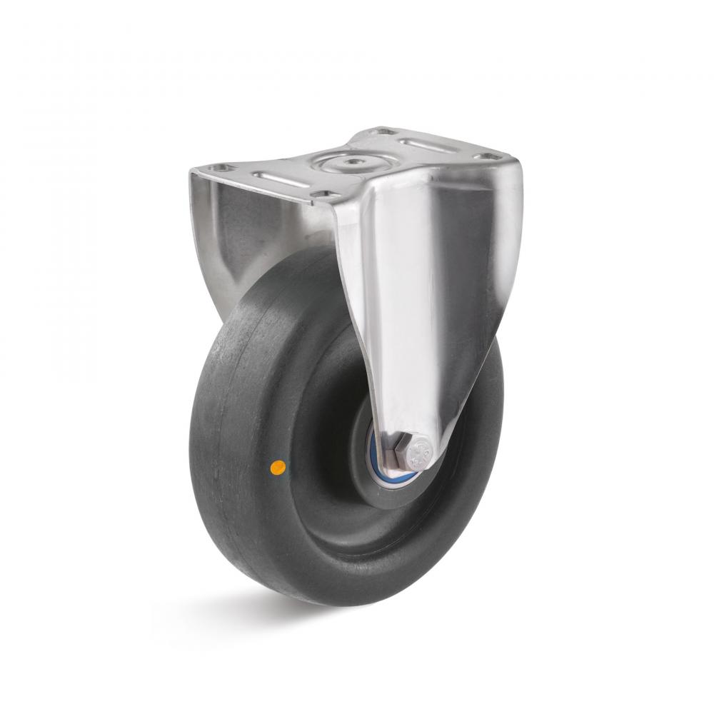 Kraftig fast hjul - rustfrit stål - med polyamidhjul - elektrisk ledende - bæreevne 200 til 700 kg - hjul Ø 80 til 200 mm