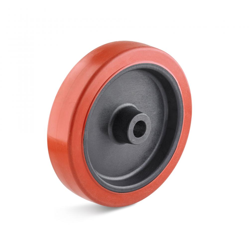 Heat-resistant silicone rubber wheel - wheel Ø 80 to 220 mm - wheel width 27 to 46 mm - load capacity 80 to 220 kg