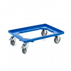 Transport trolley Economy Line - blue - 2 swivel castors with brakes, load capacity up to 250 kg - wheel Ø 100 mm - height 175 mm