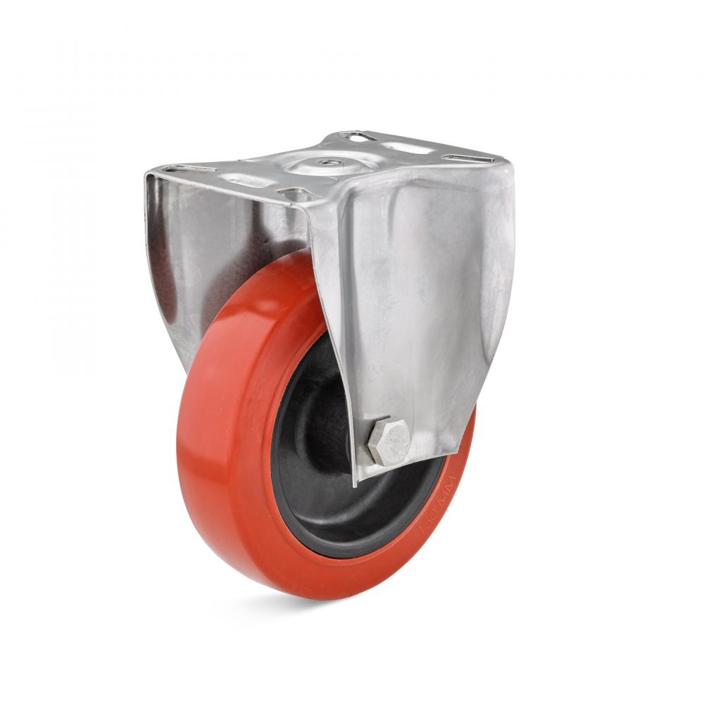 Fixed castor - Silicone wheel - Wheel Ø 80 to 160 mm - Overall height 108 to 197 mm - Load capacity 80 to 180 kg