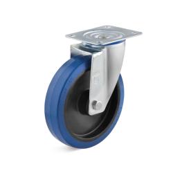 Svingbare hjul - elastisk solid gummihjul - uten brems - hjul Ø 200 mm - total høyde 235 mm - lastekapasitet 350 kg