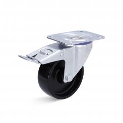 Svingbart hjul - polyamidhjul - med dobbel stopp - hjul Ø 100 mm - lastekapasitet 200 kg