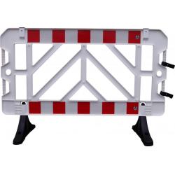Barrier fence - white - plastic - 1000 x 1500 mm - price per piece - with red/white reflective foil on one side