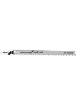 Jigsaw blade Bosch - bimetal - T 345 XF - for wood with metal - length 209 mm - width 2 mm - height 141 mm - set of 5 pieces