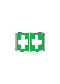 Rescue sign "First Aid" - flagg / vinkel - EVERGLOW®