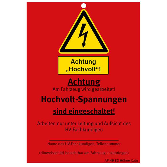 Wartungsanhänger "Achtung Hochvolt" - Elektro-/Hybridfahrzeuge