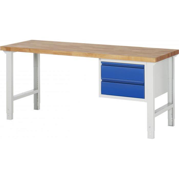 Workbench "Basic 7125" - height adjustable - max. 750 kg - with drawers