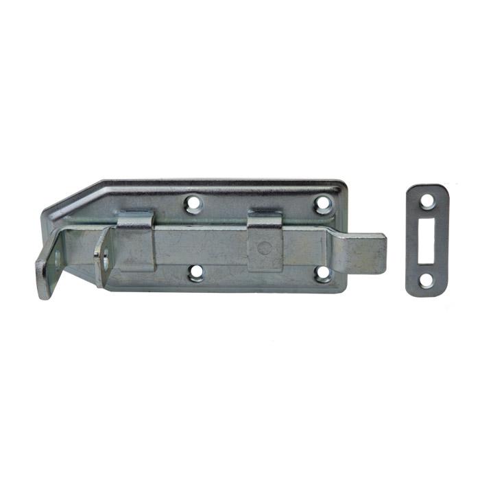 Door lock bolt - steel - cranked - galvanized - with striking plate - price per pack
