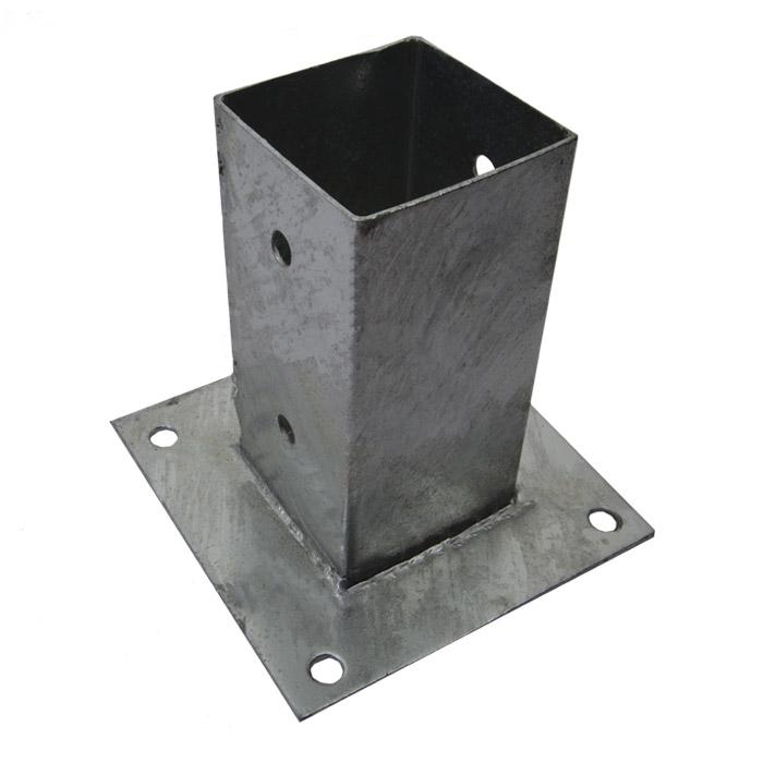 Skruehylser - stål - varmforsinket - for kvadratiske tømmer - antall hull 4/4 - pakke med 6 eller 10 stk - pris per pakke