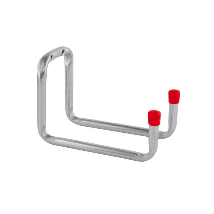 Porta dispositivo - acciaio - zincato - a forma di U - con tappi terminali rossi - prezzo al pezzo
