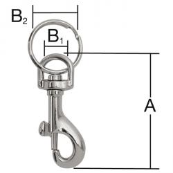Carabiner hook - with key ring - 60 x 13 mm - nickel-plated - pack of 5 - price per pack