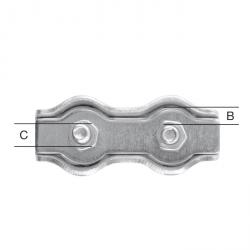 Duplex clamp - galvanized - M4 to M6 - pack of 10 (5 x 2, on card) - price per pack