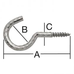 Decorative screw hooks - steel - 60 x 18 x 5.2 mm - pack of 10 (5 x 2, on card) - price per pack