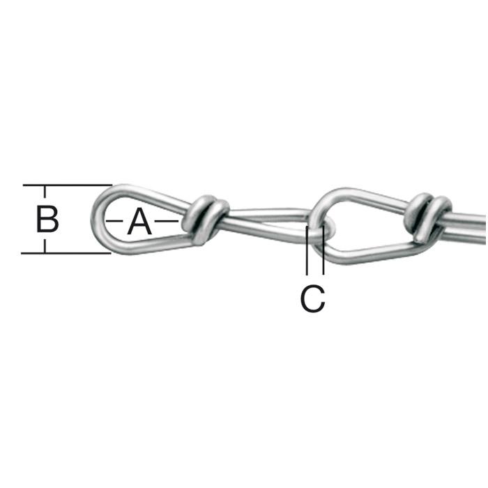 Knotkæde - DIN 5686 - galvaniseret - nominel tykkelse 1 mm - på spole - pris per rulle