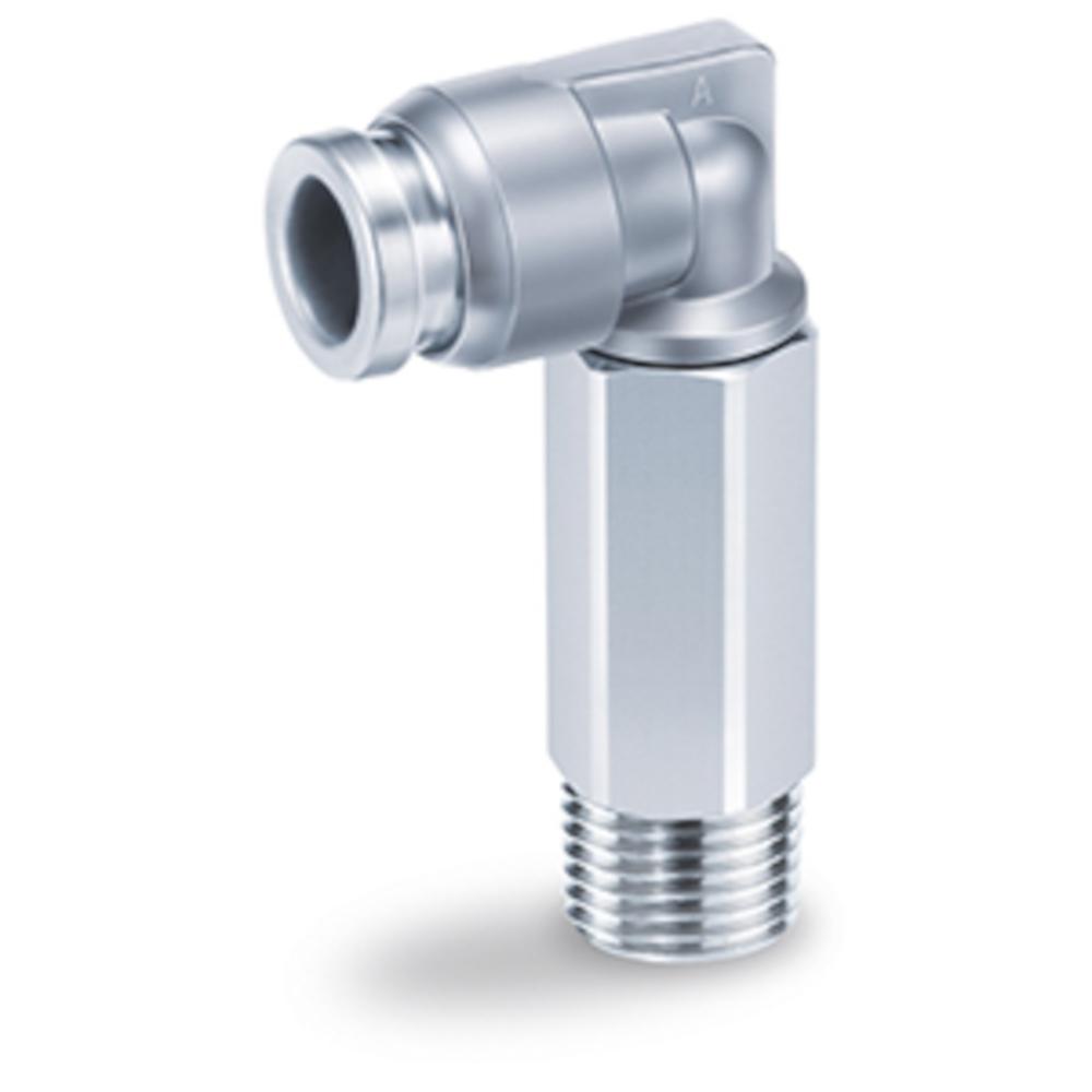 Kąt wkrętu wysoki KQB2W-F - mosiądz/stal nierdzewna - zgodny z FDA - średnica zewnętrzna węża 3,2 do 16 mm - AG R 1/8" do 1/2" - cena za sztukę