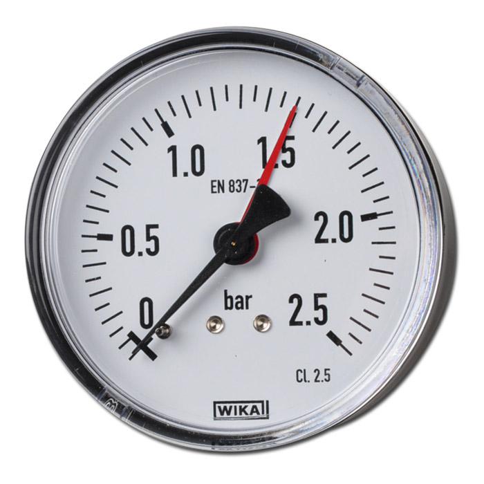 Manometer - Klasse 2.5 - Ø 80-100 - tilkobling bak - opp til 40 bar måleområde - horisontal