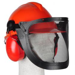 Helmset für Waldarbeiter - mit Gehör- und Gesichtsschutz - ABS - orange - EN 397