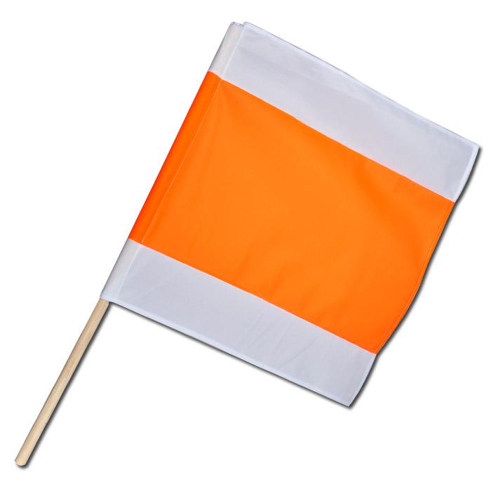 Warnflagge - mit Stiel - weiß/orange/weiß - 500 x 500 mm