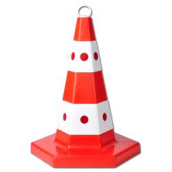 Hexagon Traffic Cone - PPC Red/White Reflecting Cone Height 50 cm