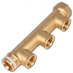 Brass Distribution Tube - 2, 3 or 4 Outlets With Female Thread - Prolongable