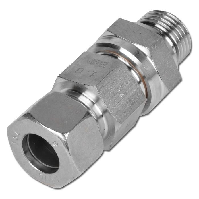 Non-return valve - stainless steel - light series - external pipe Ø 6 to 42 mm on AG G 1/8" to G 1 1/4" - PN 100 to 250
