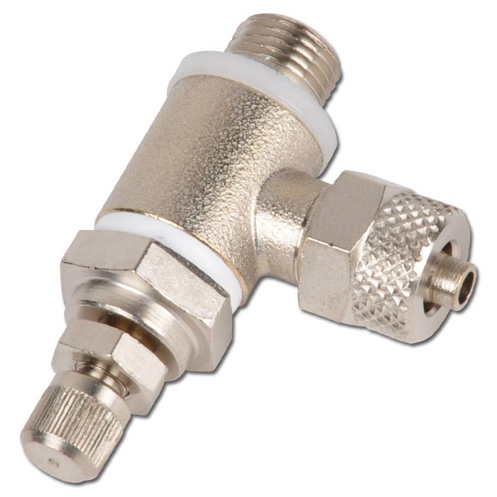 Choke Ball Valve - Adjustable Exhaust Air - With Knurled Screw And Counter Nut -