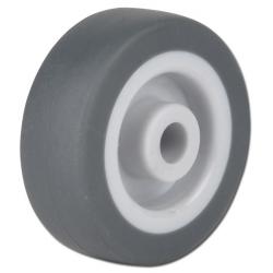 Roue en caoutchouc thermoplastique pour roulettes pivotantes - à moyeu lisse - Ø de la roue 50 à 100 mm - capacité de charge 40 à 80 kg