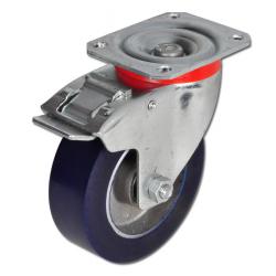 Kraftig drejelig hjul - elastisk PU hjul - hjul Ø 100 til 200 mm - konstruktionshøjde 128 til 245 mm - belastningskapacitet 200 til 600 kg