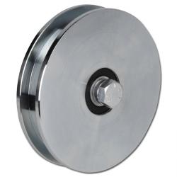 Rulle - galvaniseret stål - vinkelrille - 2 kuglelejer - hjul Ø 98 til 197 mm - bæreevne 425 til 625 kg