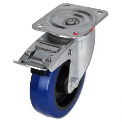 Styrerulle - plast - Kapasitet 100 - 350kg plate - rullelager - med bremse - gummihjul