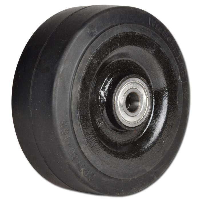 Elastisk massivt gummihjul - kuglelejer - stålfælg - hjul Ø 160 til 250 mm - bæreevne 350 til 750 kg