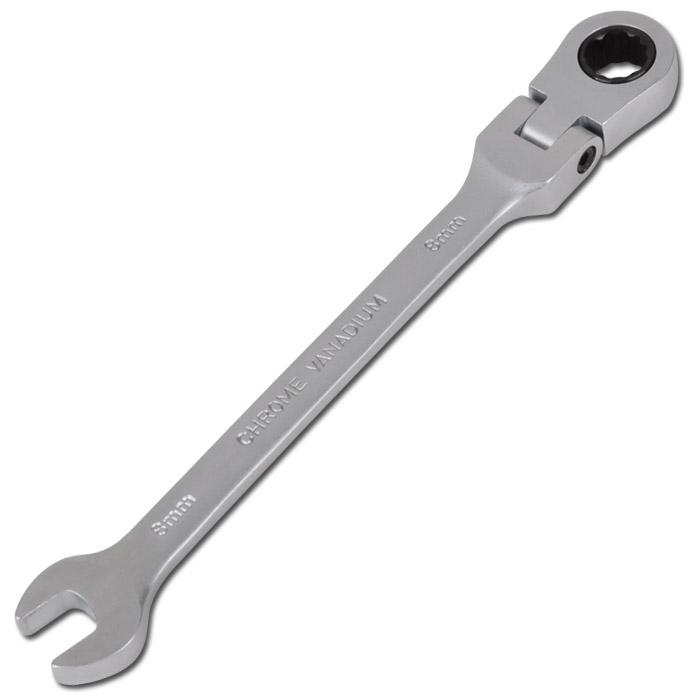 Chiave ad anello a cricchetto - acciaio CV - apertura chiave da 8 a 19 mm - 12 punti - offset