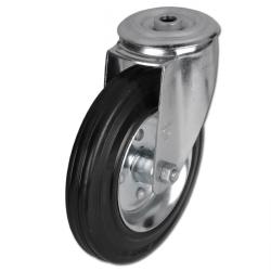 Rolka obrotowa - koło z pełnej gumy - tylny otwór - Ř koła 80 do 200 mm - wysokość konstrukcyjna 100 do 235 mm - nośność 50 do 205 kg