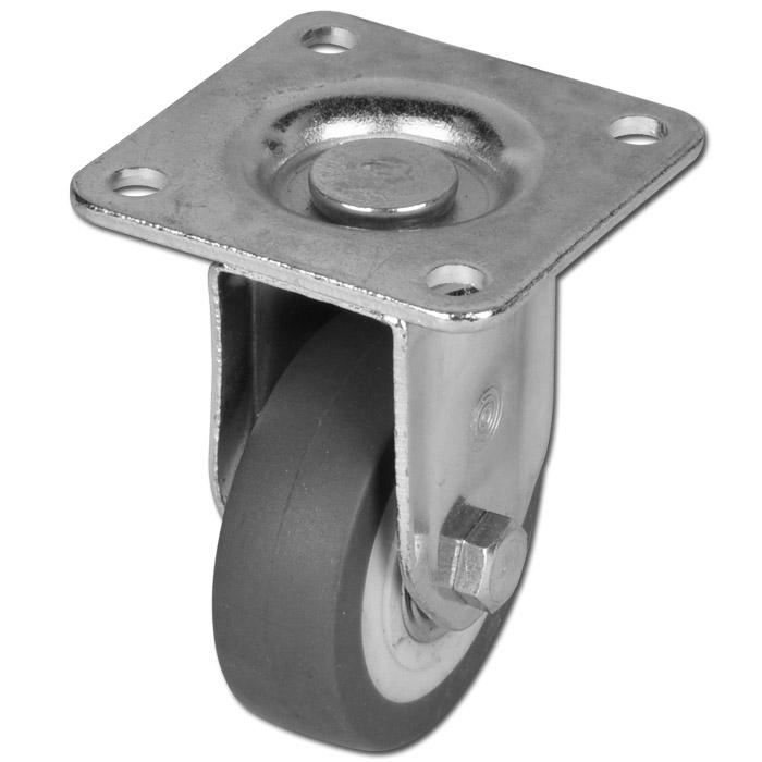 Heavy Duty Castors - With Plate - Rubber Tyred - Plastic Rim