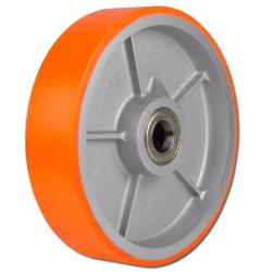Polyurethanhjul - støbejernsfælg - kugleleje - hjul Ø 80 til 500 mm - bæreevne 250 til 4500 kg