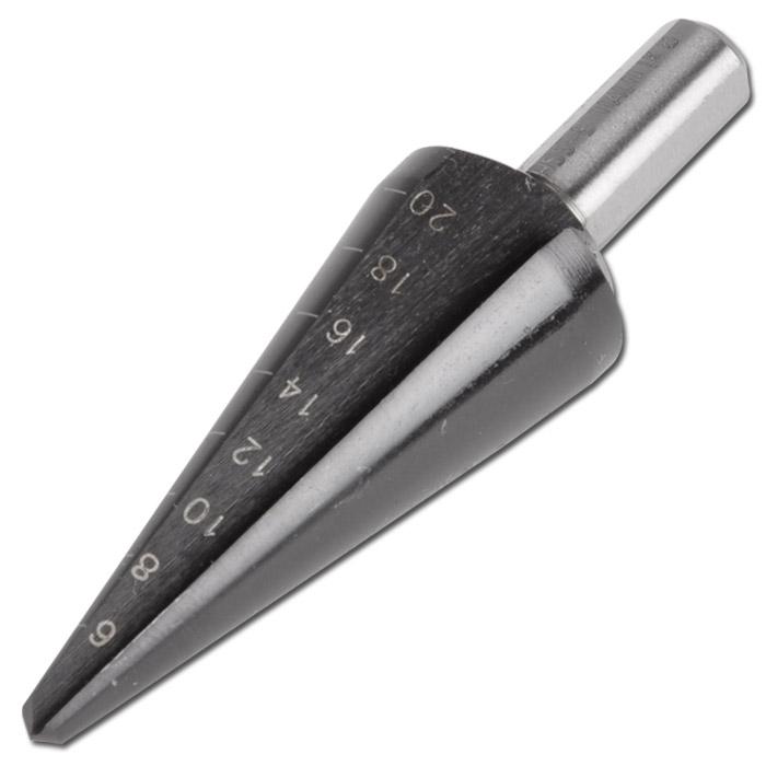 Sheet metal cone drill "HSS" - 3-40 mm drilling range - TiAlN - straight flute -